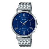 Casio, Men’s Watch Analog, Blue Dial Silver Stainless Steel Band, MTP-B110D-2AVDF